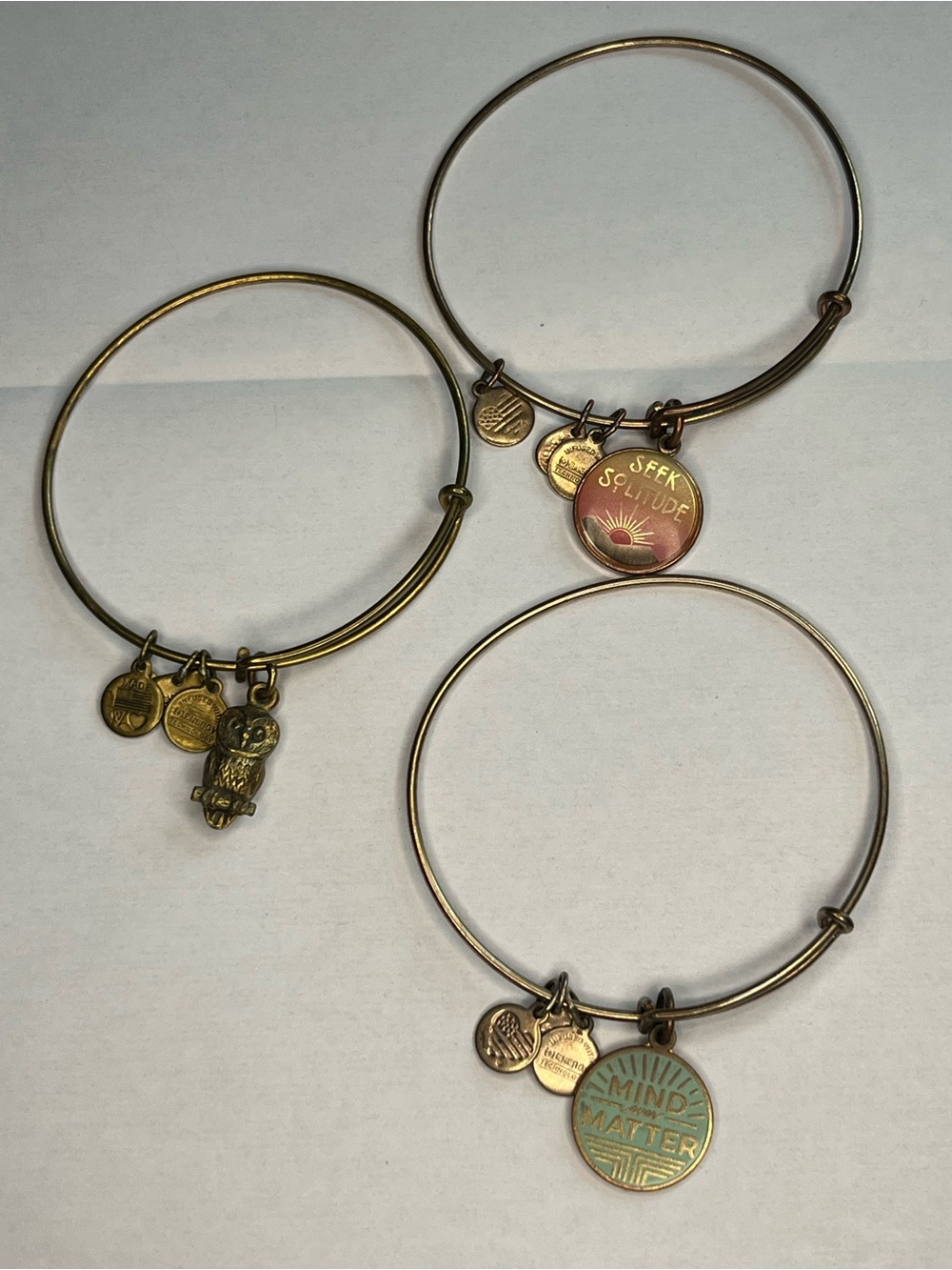 Alex and Ani Style Gold-Tone Expandable Charm Bracelet - Bundle of three
